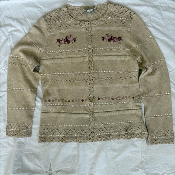 Pendleton Beige Cardigan with Floral Embroidery - Picture 1 of 4